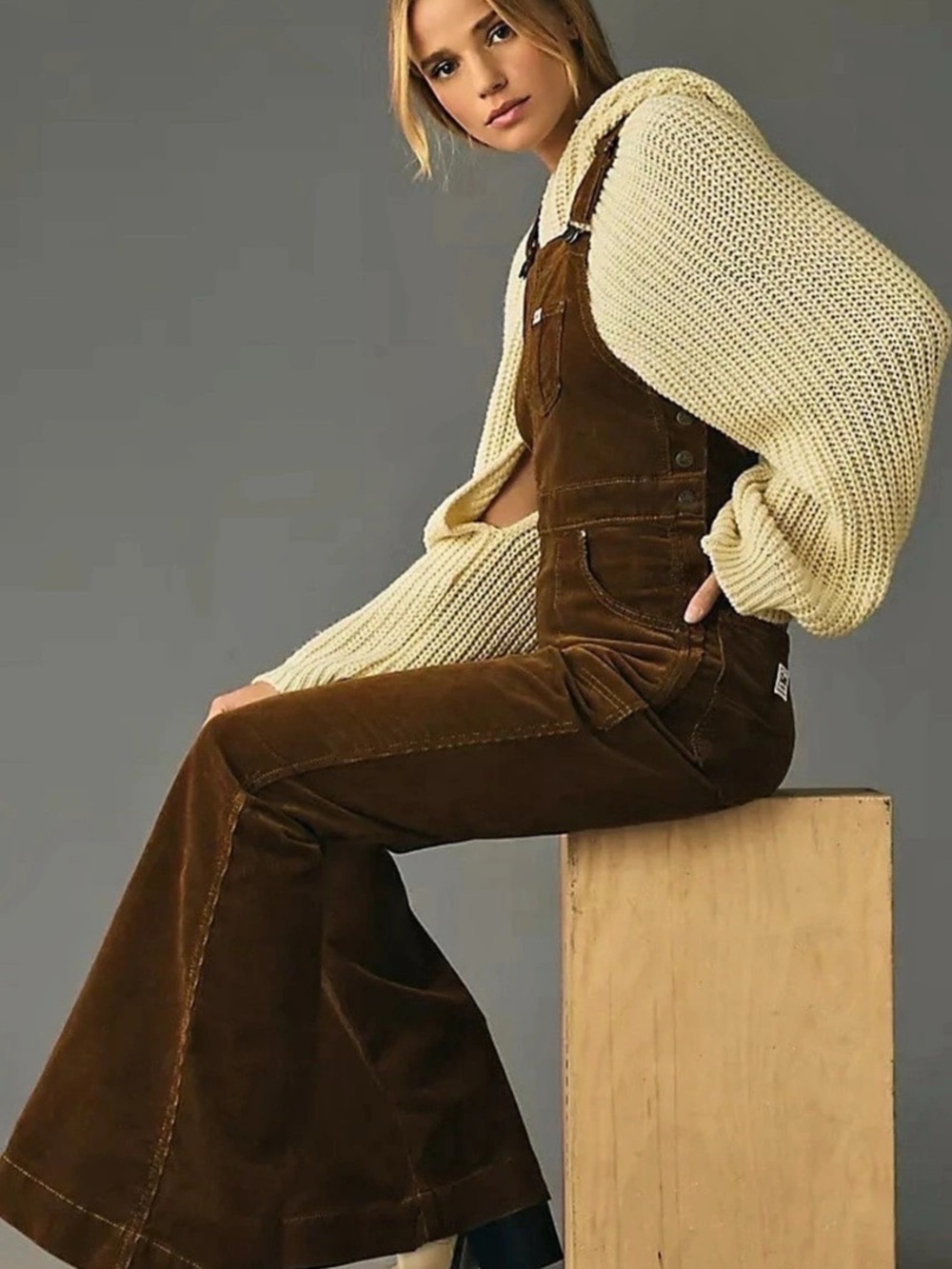 MNG Corduroy Wide-Leg Overalls Size XS
